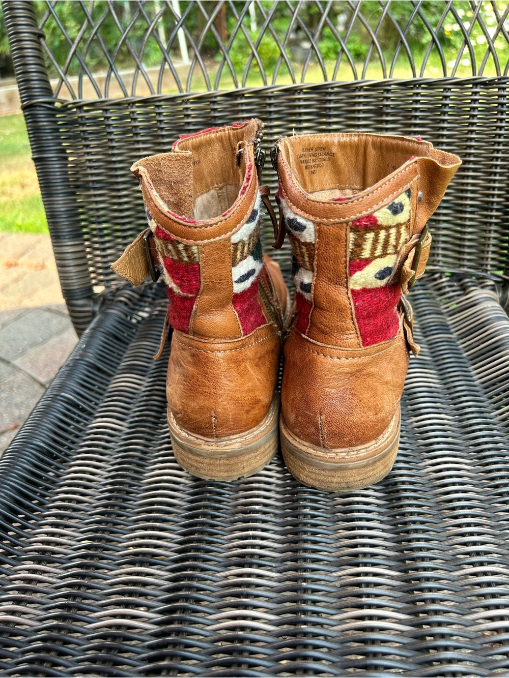 Sofft Tan Leather Bohi Boots with Aztec Woven Shaft adjustable sides side zipp - Picture 4 of 10